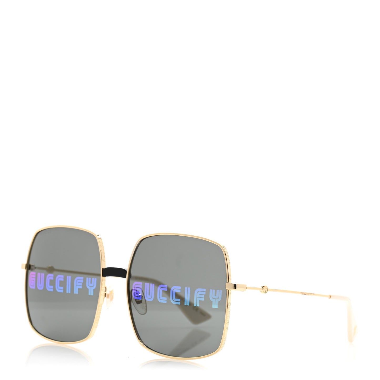 Metal Rectangular Guccify Frame Sunglasses GG0414S Gold