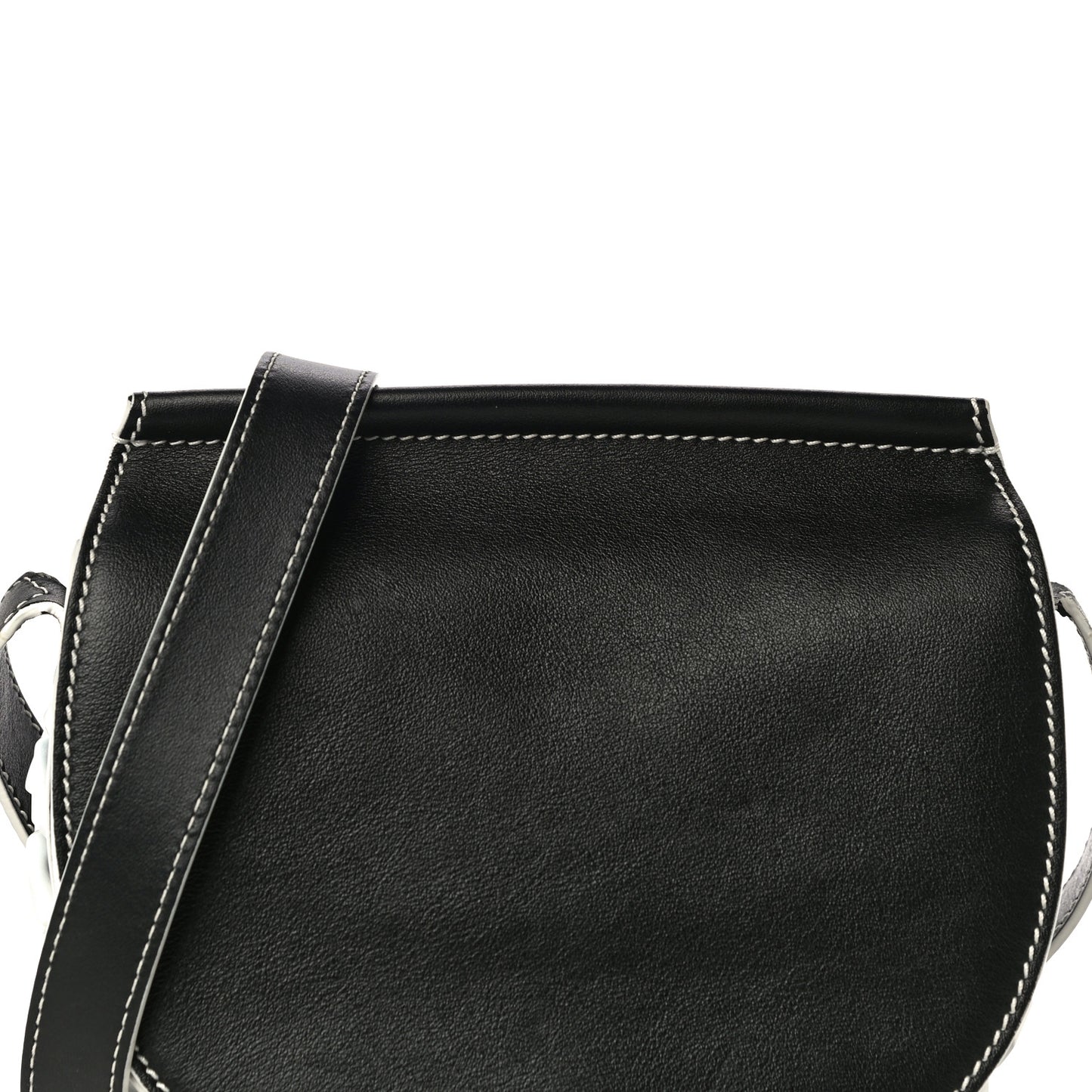 Calfskin Mini Infinity Saddle Bag Black White
