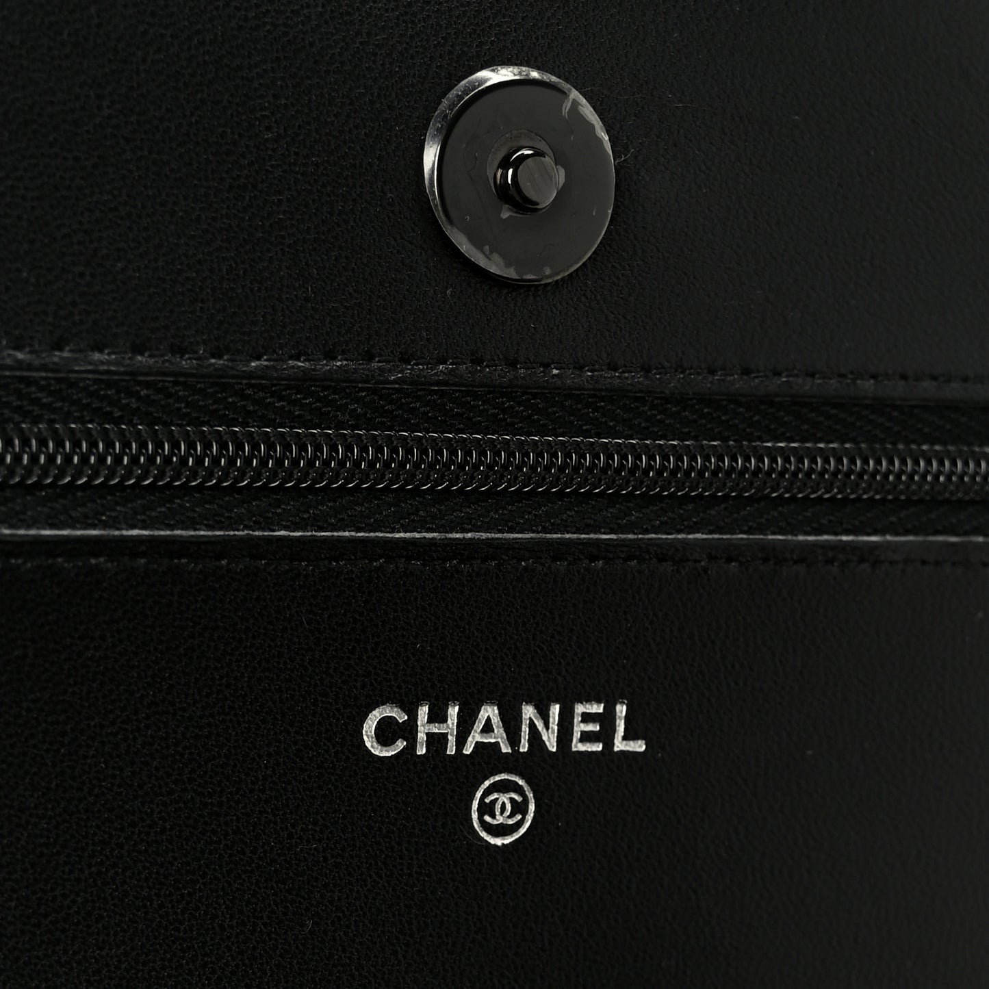 Pearly Lambskin Quilted Wallet On Chain WOC So Black