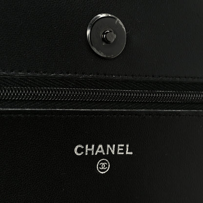 Chanel Pearly Lambskin Quilted Wallet On Chain WOC So Black 6 of 11