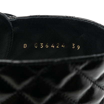 Chanel Shiny Calfskin Quilted Lace Up Combat Boots 39 Black 7 of 9
