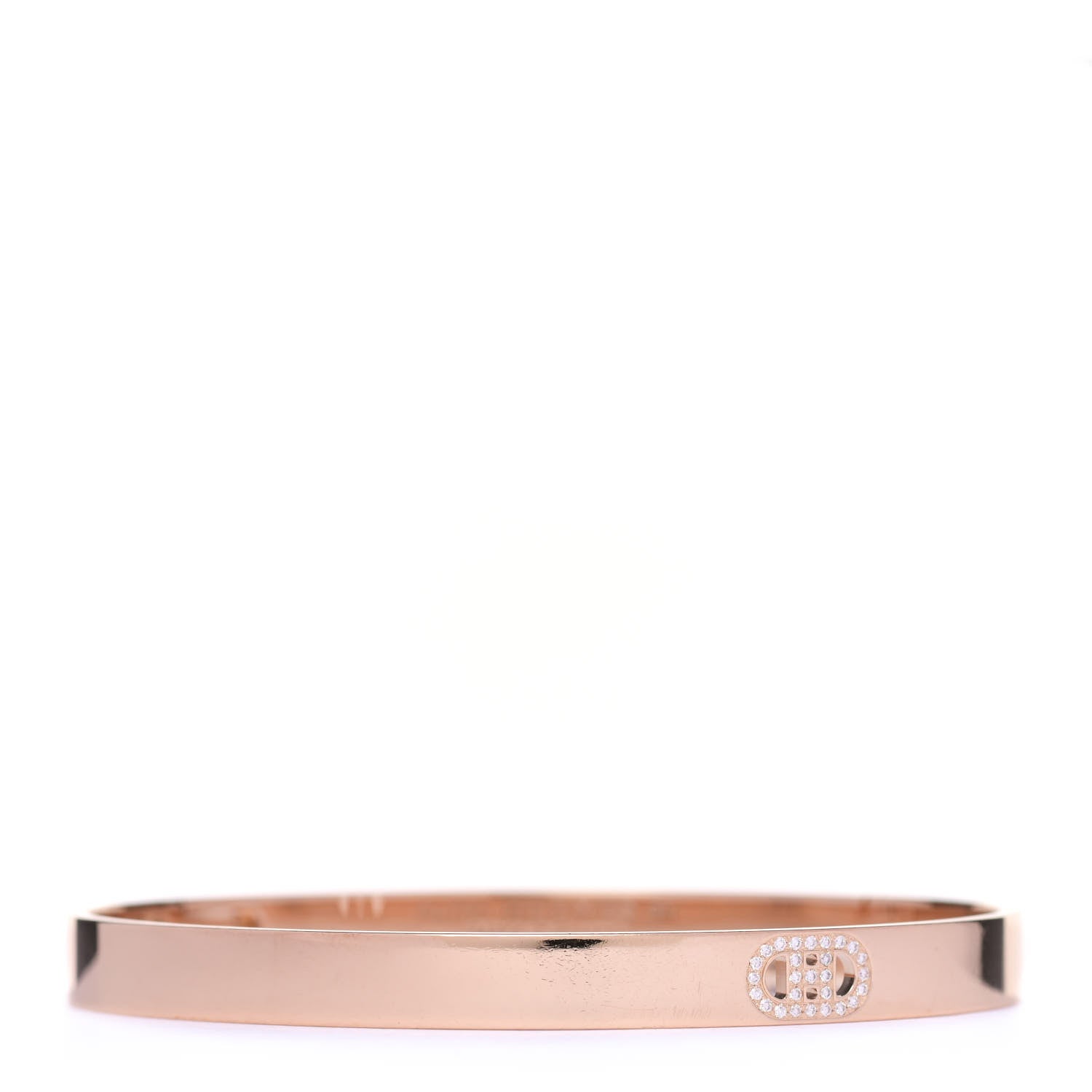 Hermes 18K Rose Gold Diamond PM H D'Ancre Bracelet SH 1 of 5