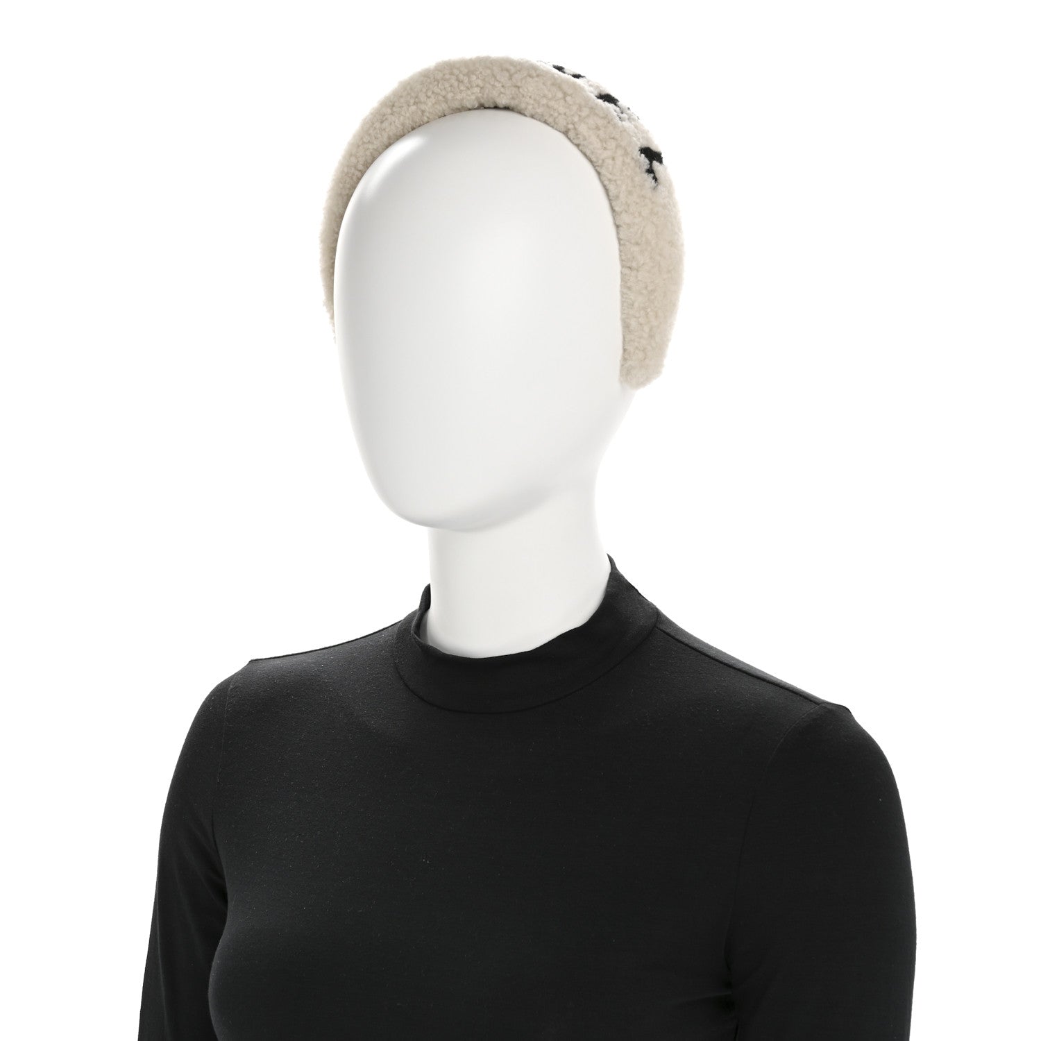 Chanel Shearling Logo Headband Ecru Black 1717065 – FASHIONPHILE