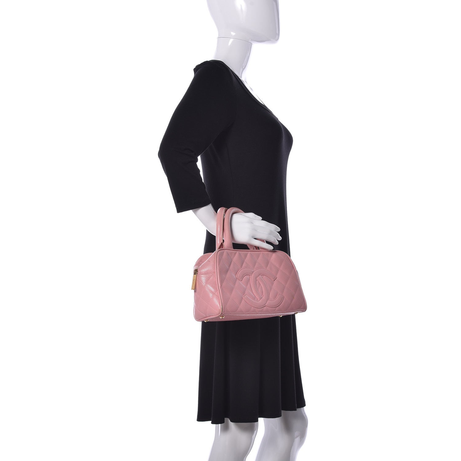 Chanel Caviar Quilted Small Bowler Pink 2 of 9