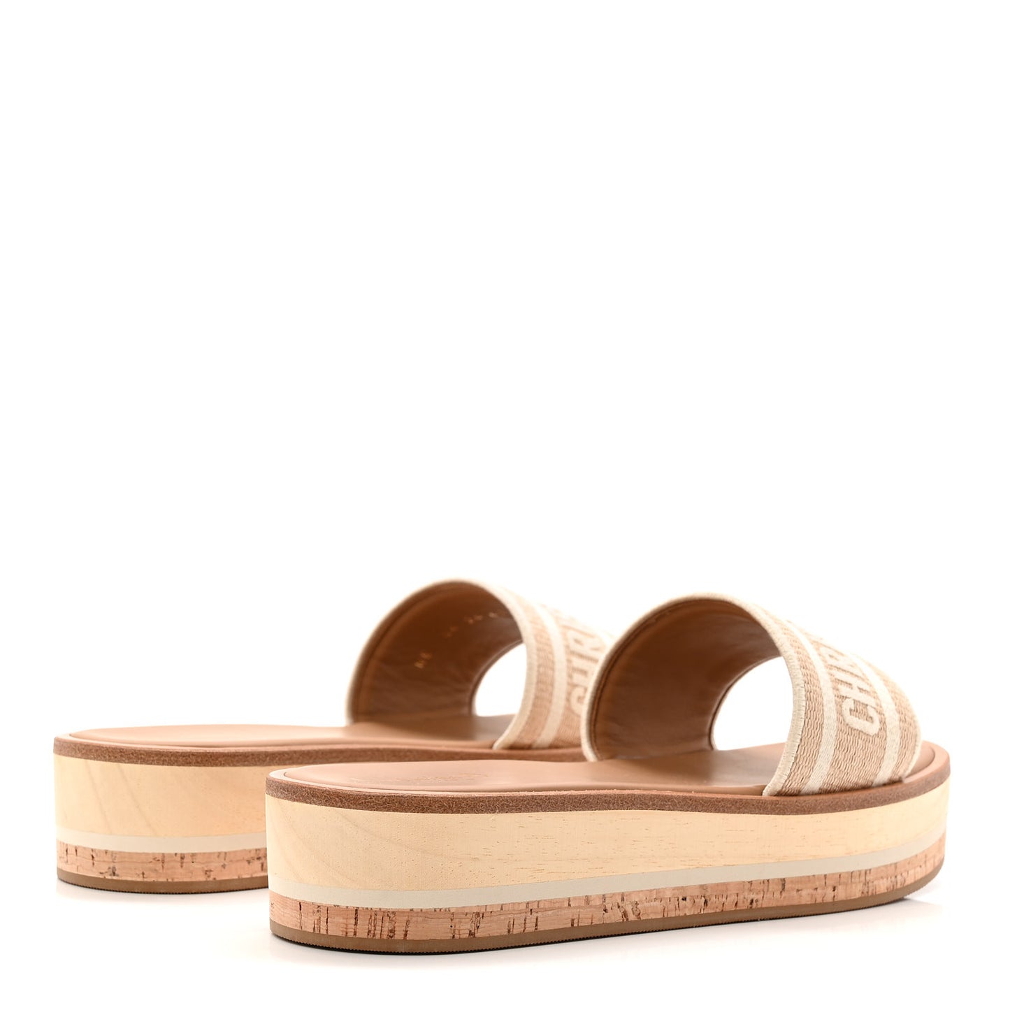 Raffia Dioriviera Embroidered Dway Platform Slide Sandals 41 Off White