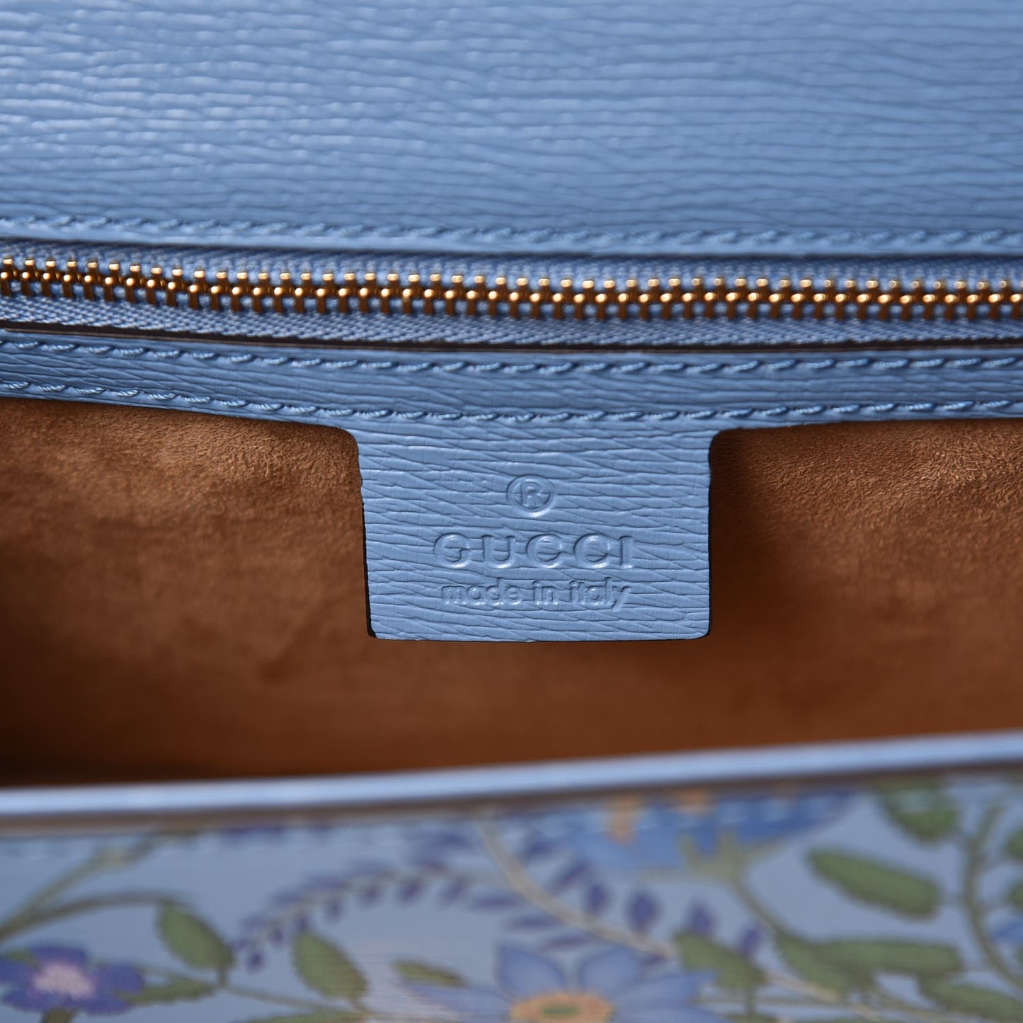 Shangai Calfskin Web New Flora Small Sylvie Shoulder Bag Azure
