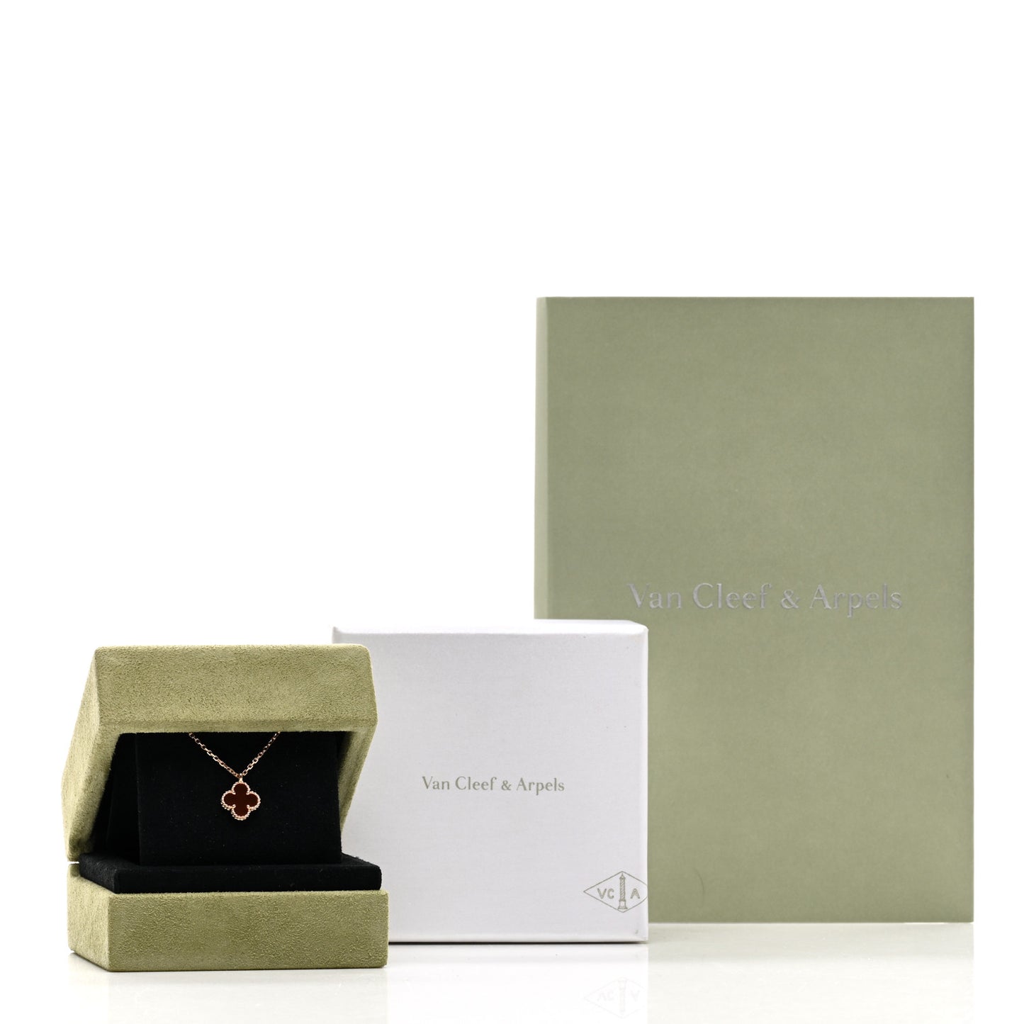 18K Rose Gold Carnelian Sweet Alhambra Pendant Necklace