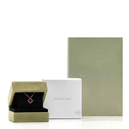 Van Cleef & Arpels 18K Rose Gold Carnelian Sweet Alhambra Pendant Necklace 6 of 6