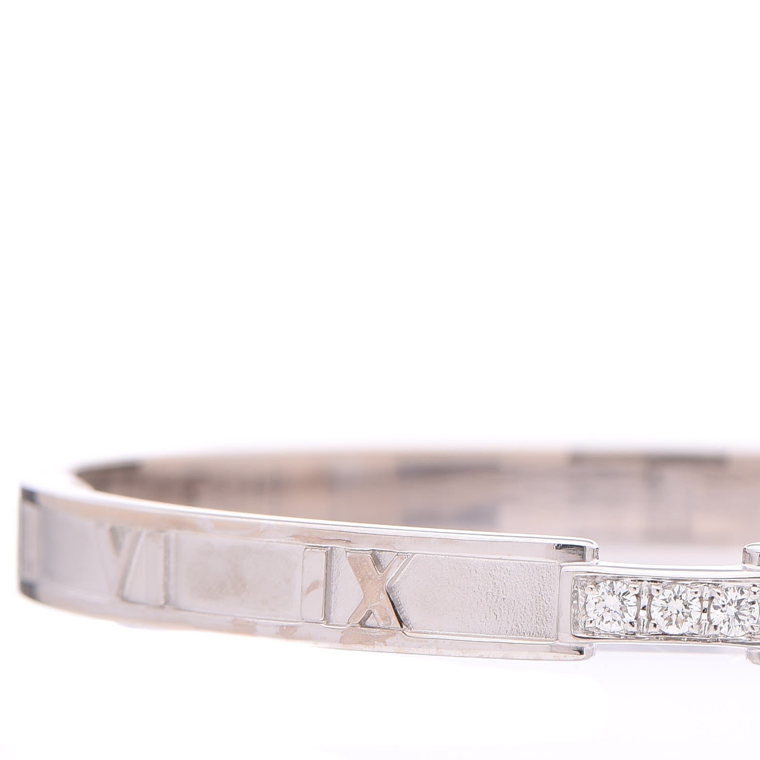 Tiffany 18K White Gold Diamond Atlas Closed Hinged Bangle Bracelet 4 of 7
