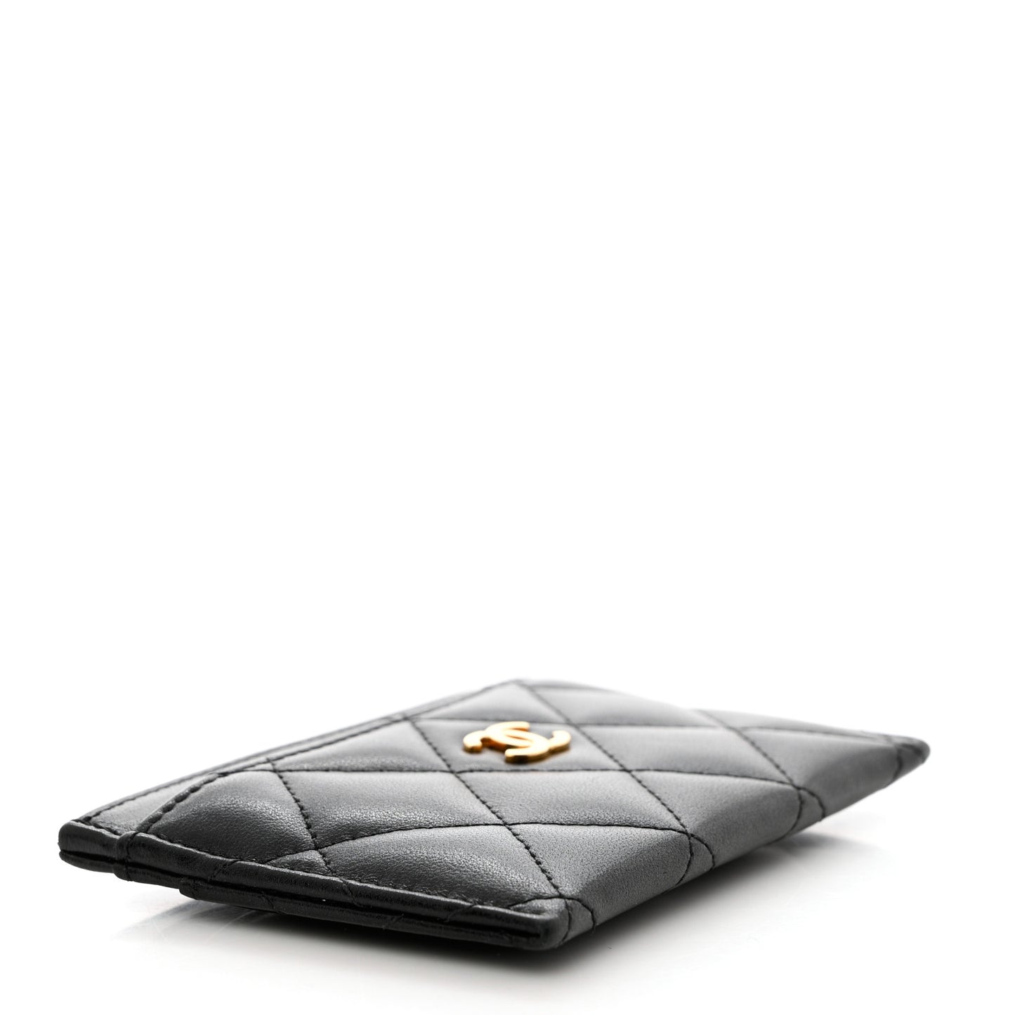 Lambskin Quilted Card Holder Black