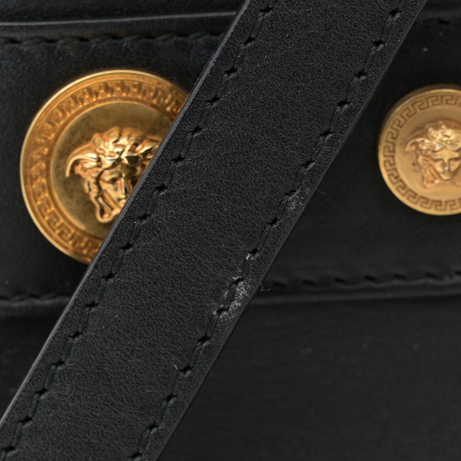 Versace Calfskin Medallion Tribute Bowling Bag Black 12 of 15
