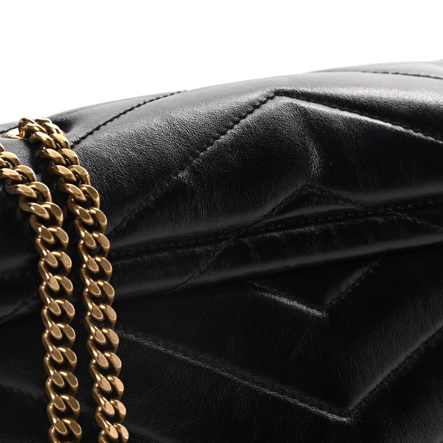 Saint Laurent Calfskin Y Quilted Monogram Small Loulou Chain Satchel Black 8 of 16