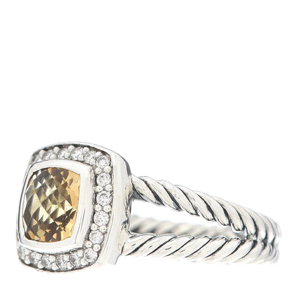 David Yurman Sterling Silver Diamond Citrine 7mm Petite Albion Ring 54 7 3 of 5