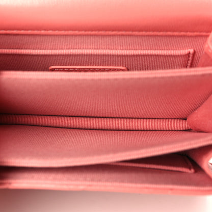 Chanel Lambskin Quilted Top Handle Flap Clutch With Chain Pink 5 of 9
