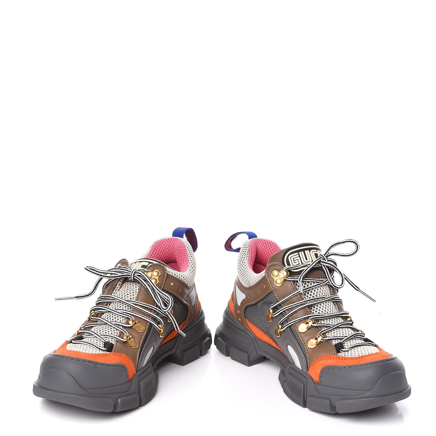 Gucci X SEGA Mesh Canvas Calfskin Womens Flashtrek Sneakers White Box Pink Ardesia Loess 5 of 10