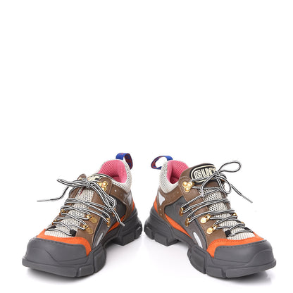Gucci X SEGA Mesh Canvas Calfskin Womens Flashtrek Sneakers White Box Pink Ardesia Loess 5 of 10
