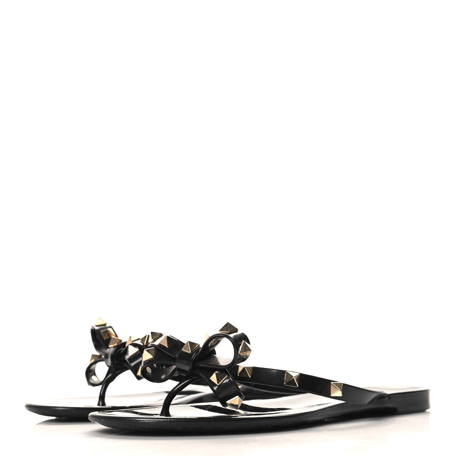 Valentino Garavani PVC Jelly Rockstud Bow Thong Sandals 38 Black 4 of 8