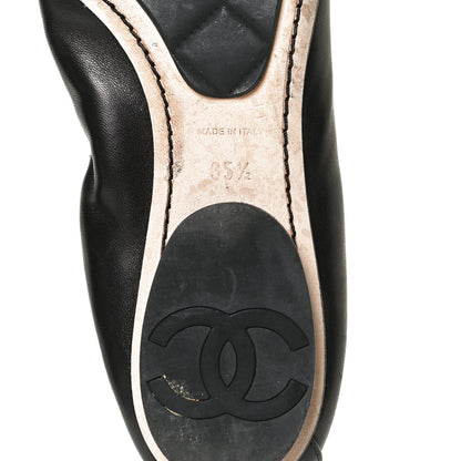 Chanel Lambskin Patent CC Elastic Cap Toe Ballerina Flats 35.5 Black 8 of 11