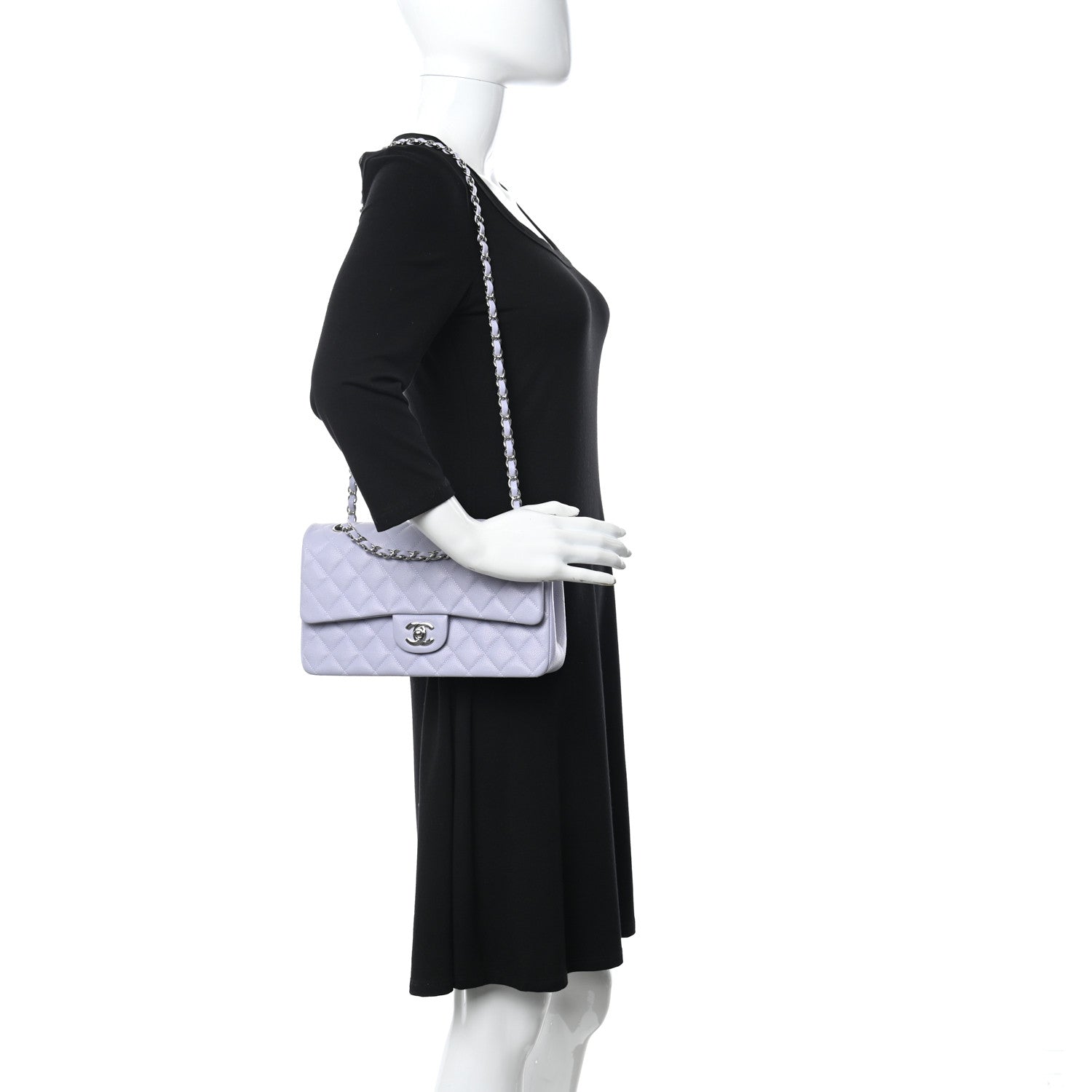 Chanel Caviar Quilted Medium Double Flap Light Purple 3 of 10
