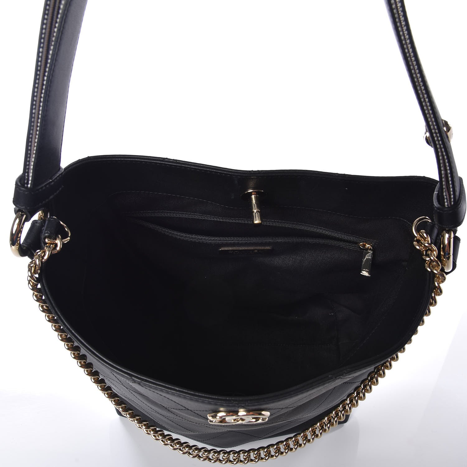 Chanel Calfskin Stitched Large Button Up Hobo Black 4 of 9