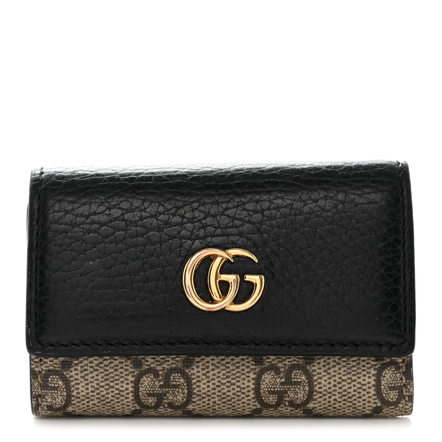 Gucci Dollar Calfskin GG Supreme Monogram GG Marmont 6 Key Holder Case Black Beige Ebony 1 of 11