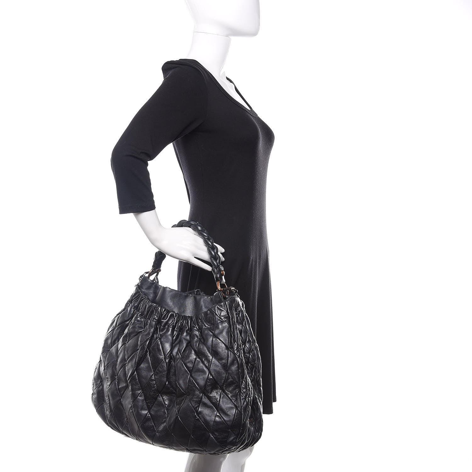 Miu Miu Nappa Matelasse Tote Black 3 of 10
