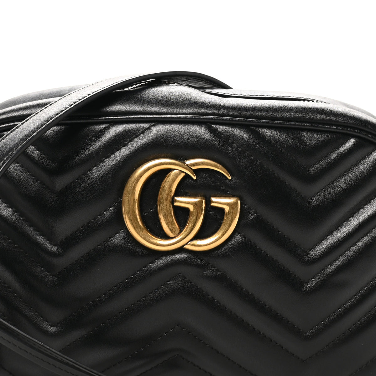 Gucci Calfskin Matelasse Small GG Marmont Chain Shoulder Bag Black 7 of 9