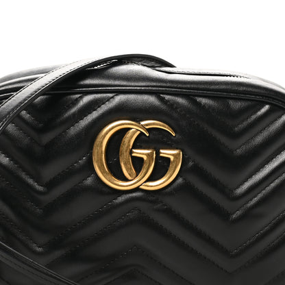 Gucci Calfskin Matelasse Small GG Marmont Chain Shoulder Bag Black 7 of 9