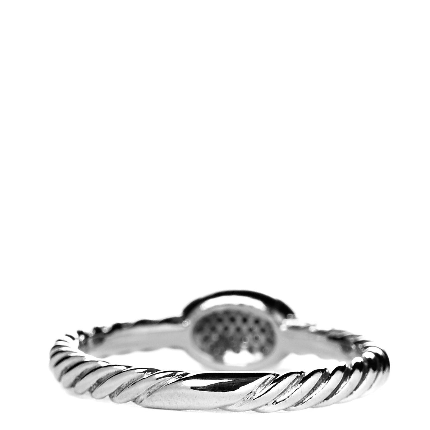 Sterling Silver Pave Diamond Cable Classics Oval Ring 52 6