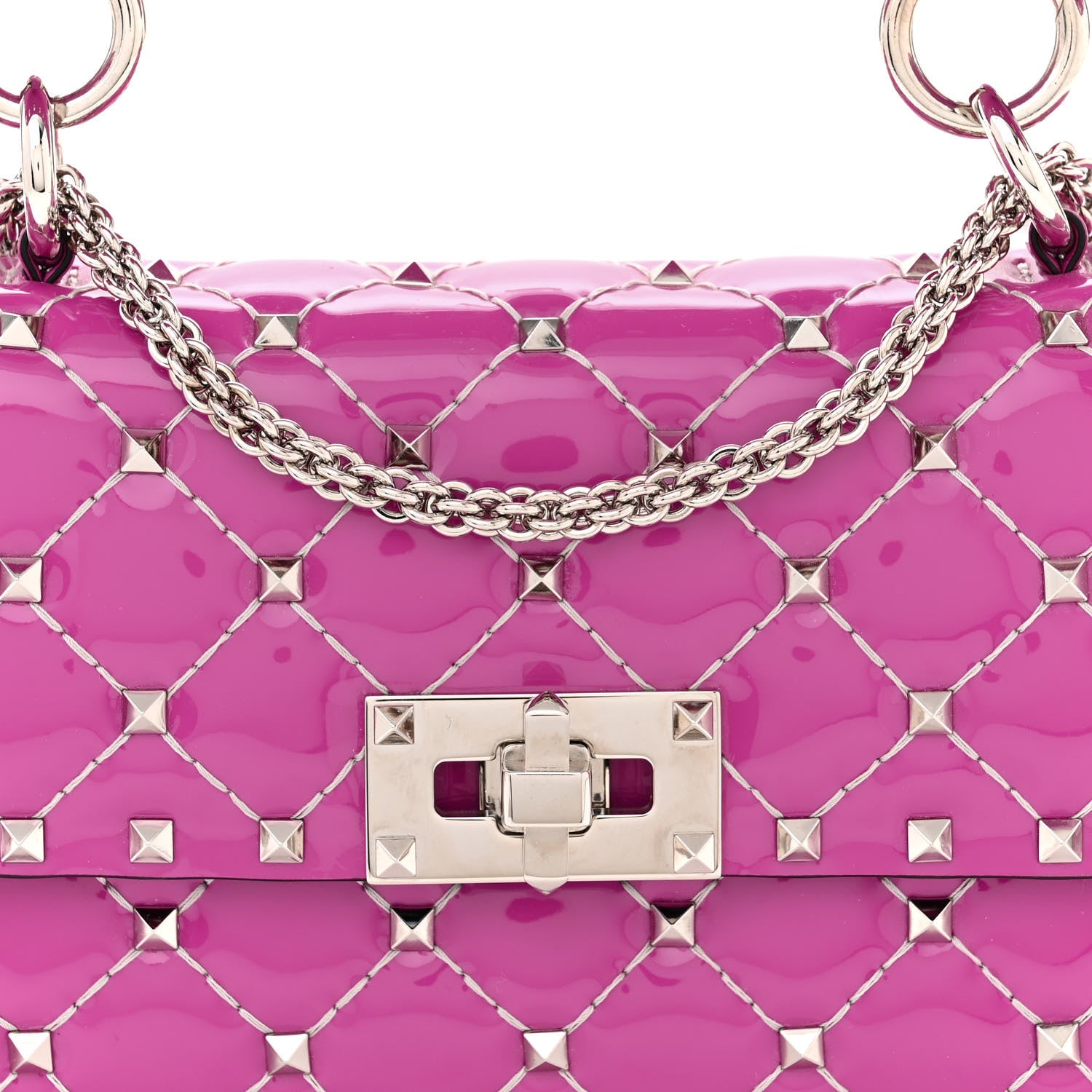 Valentino Garavani Patent Small Rockstud Spike Shoulder Bag Radiant Orchid 7 of 16