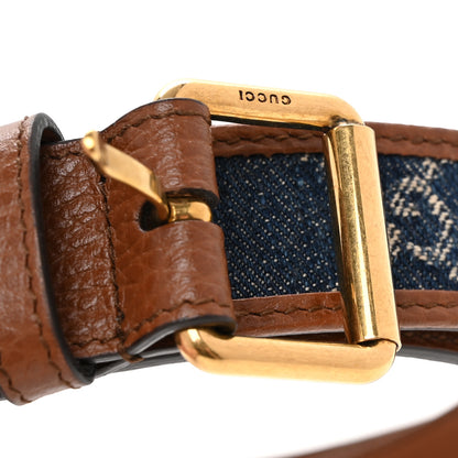 Gucci New Denim GG Monogram Dollar Calfskin Belt 90 36 Blue Tea Cuir Epilog 6 of 6