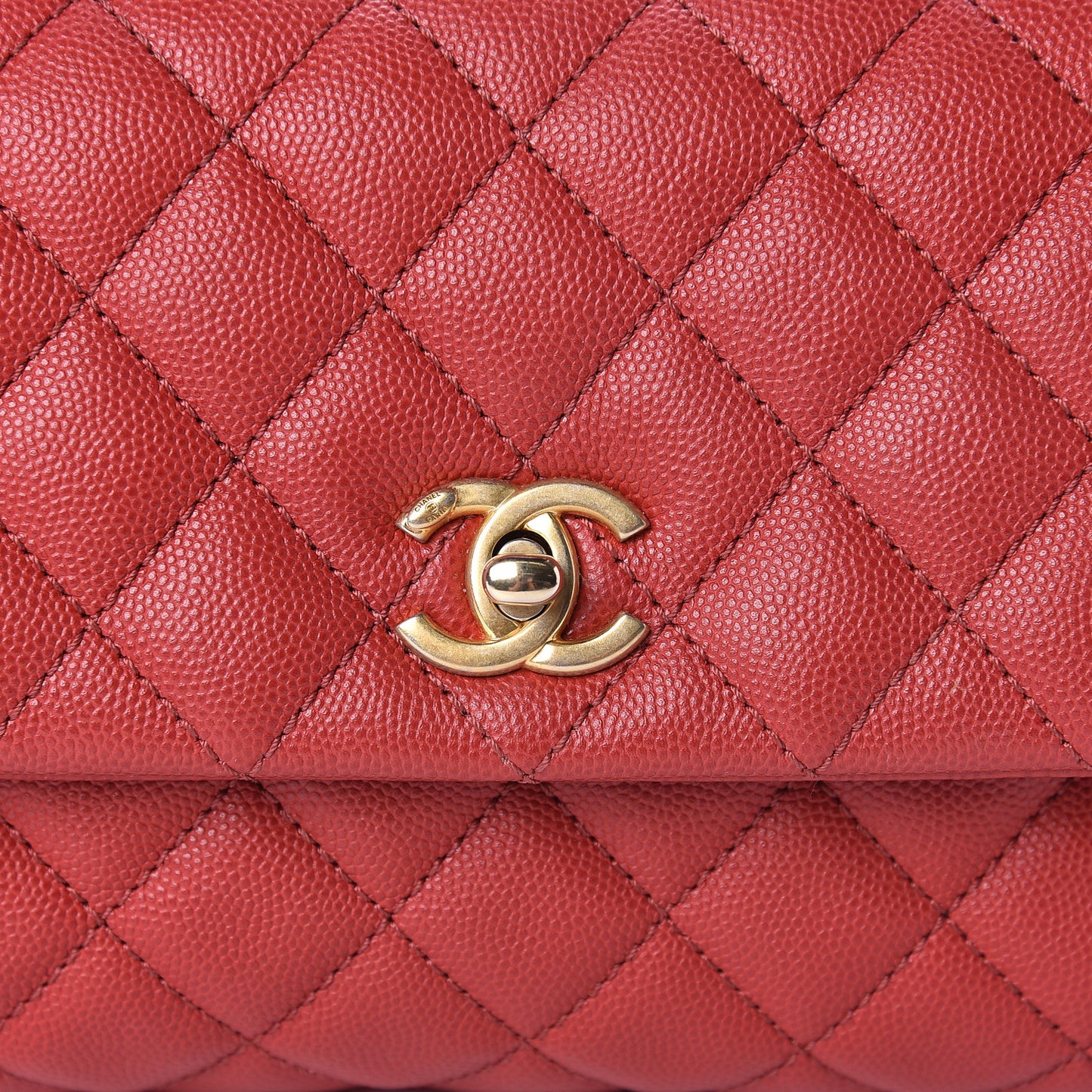 Caviar Lizard Quilted Mini Coco Handle Flap Red