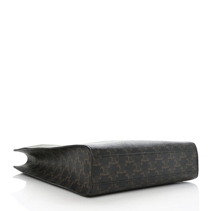 Celine Triomphe Canvas Calfskin Small Vertical Cabas Tan 4 of 7