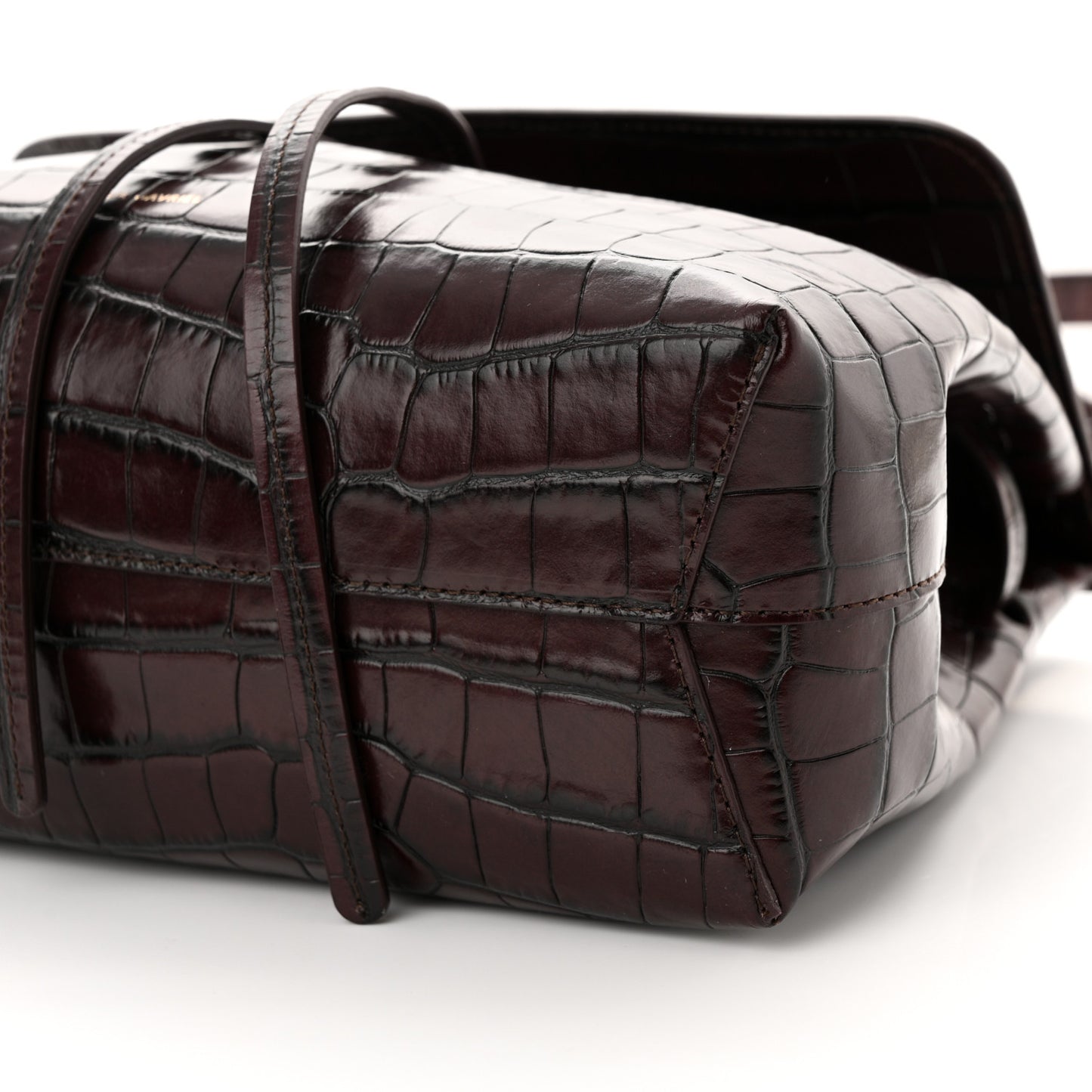 Calfskin Crocodile Embossed Lady Bag Burgundy