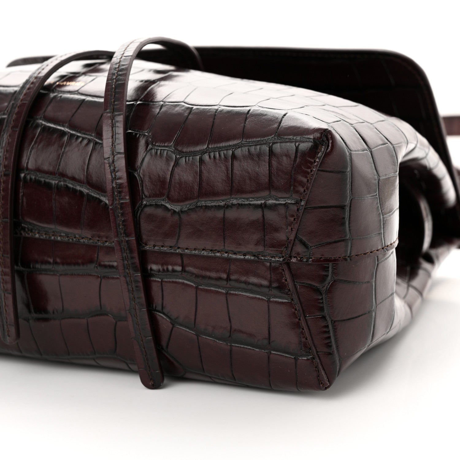 Mansur Gavriel Calfskin Crocodile Embossed Lady Bag Burgundy 9 of 9