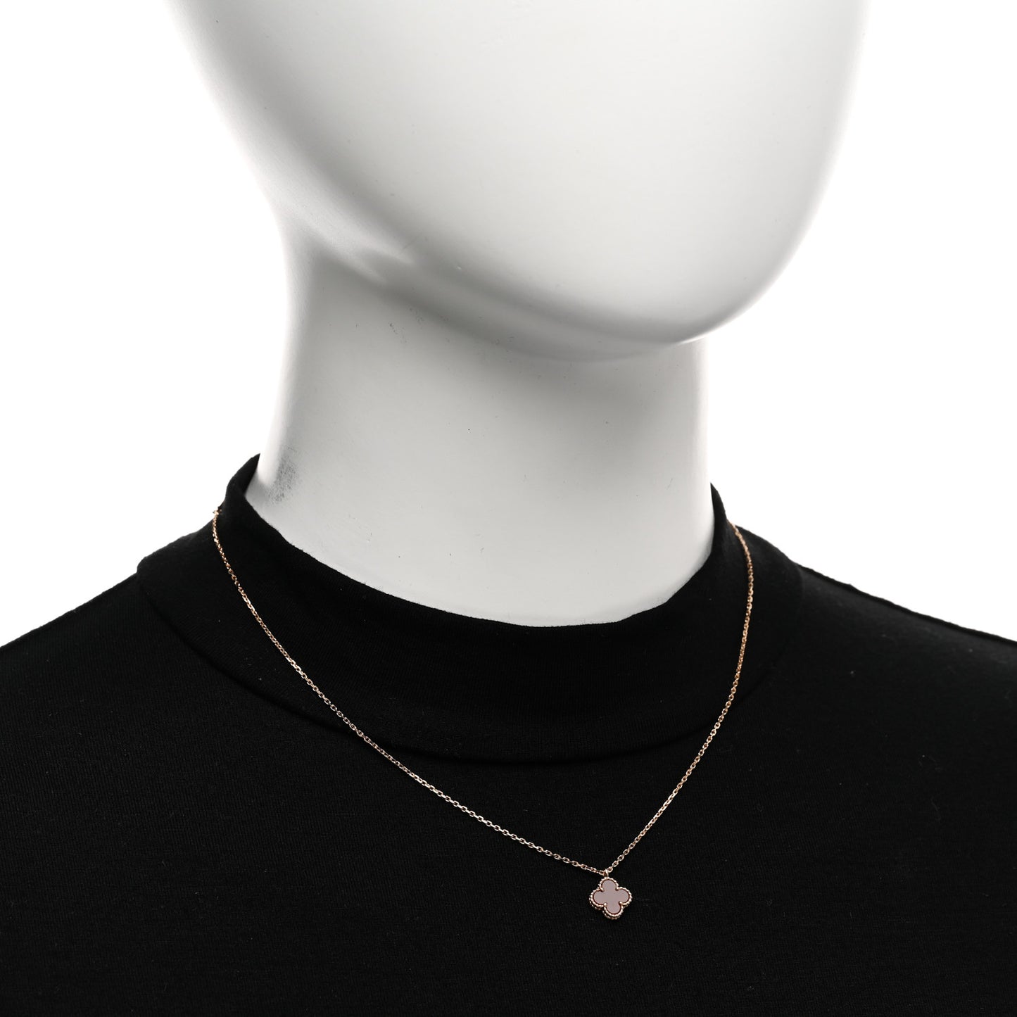18K Rose Gold Carnelian Sweet Alhambra Pendant Necklace