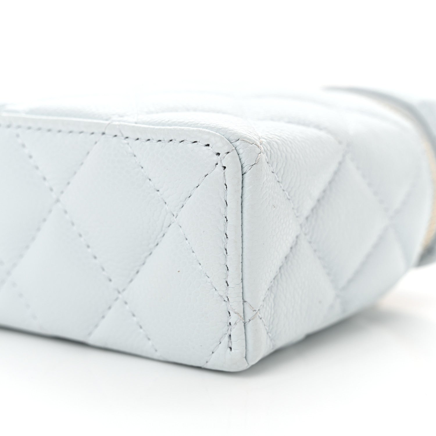 Chanel Caviar Quilted Top Handle Slim Vanity With Chain Light Blue 10 of 11