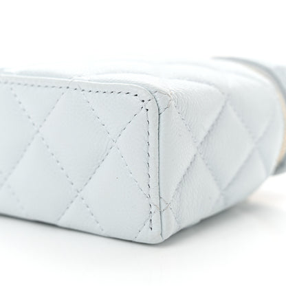 Chanel Caviar Quilted Top Handle Slim Vanity With Chain Light Blue 10 of 11