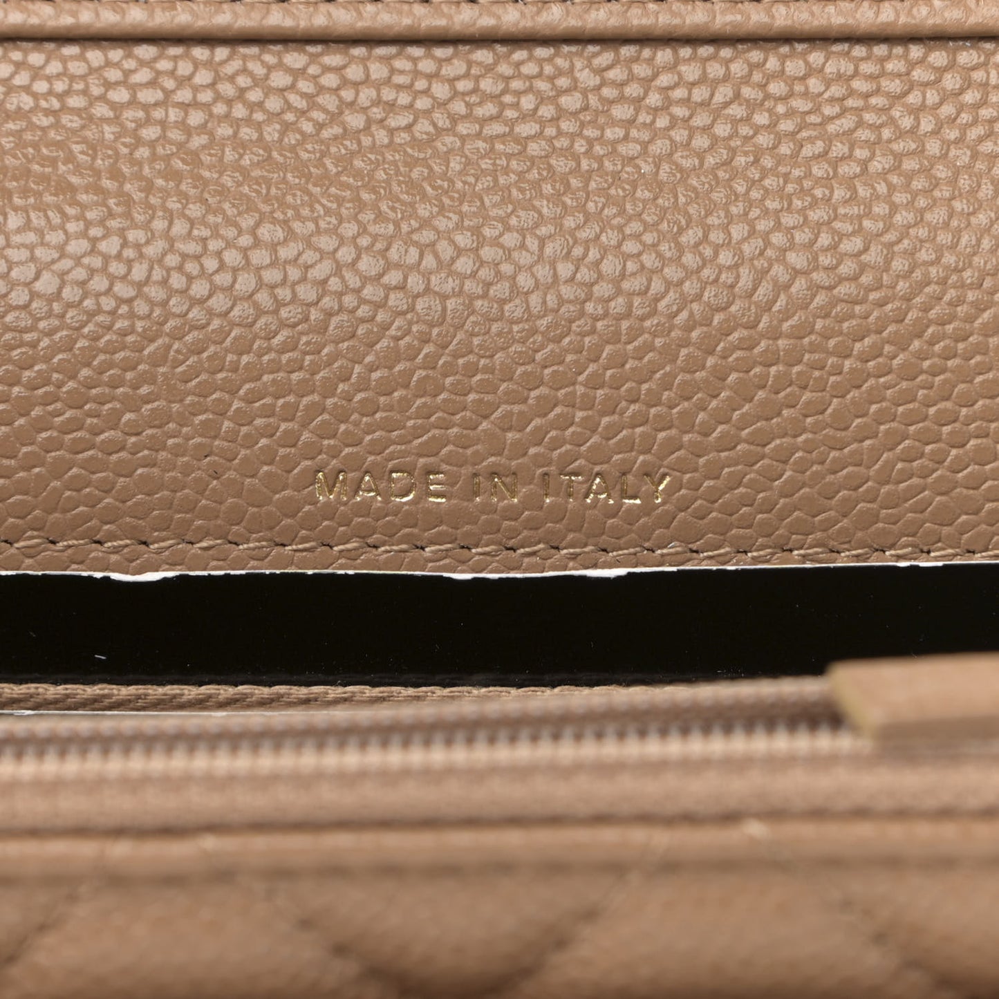 Caviar Quilted Business Affinity Clutch With Chain Flap Dark Beige