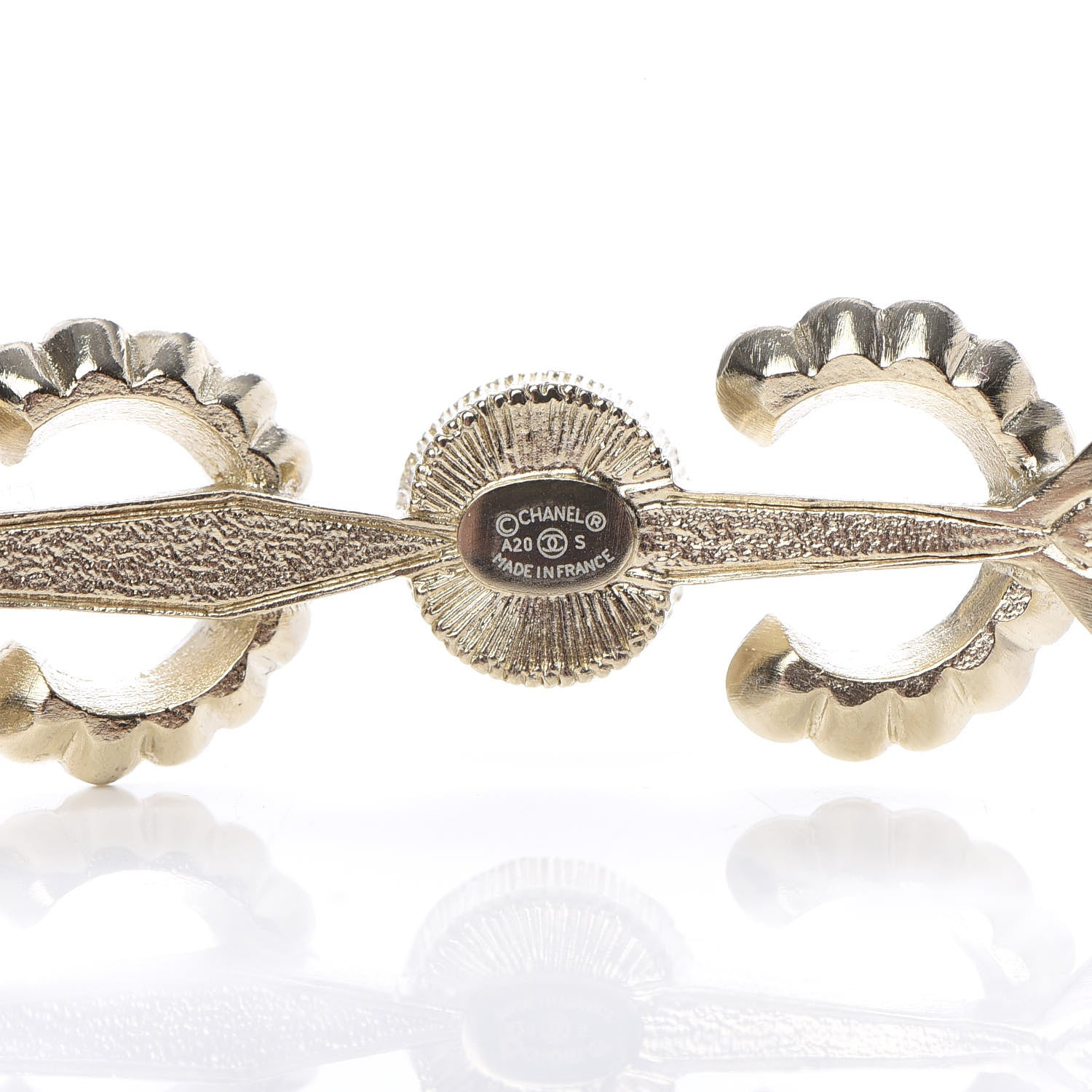 Chanel Pearl Crystal Queen of France Brooch Barrette Gold 3 of 4