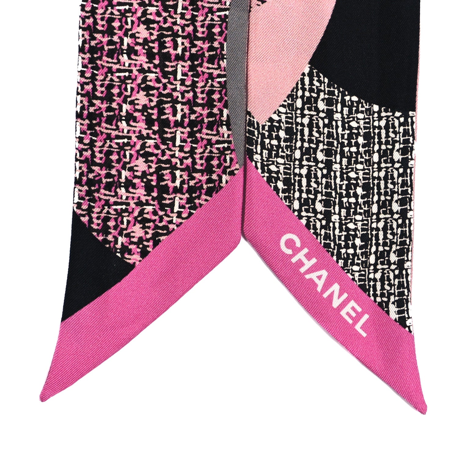 Chanel Silk Twill Slim Bandeau Scarf Pink Grey Light Pink 3 of 5