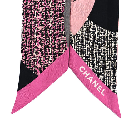 Chanel Silk Twill Slim Bandeau Scarf Pink Grey Light Pink 3 of 5
