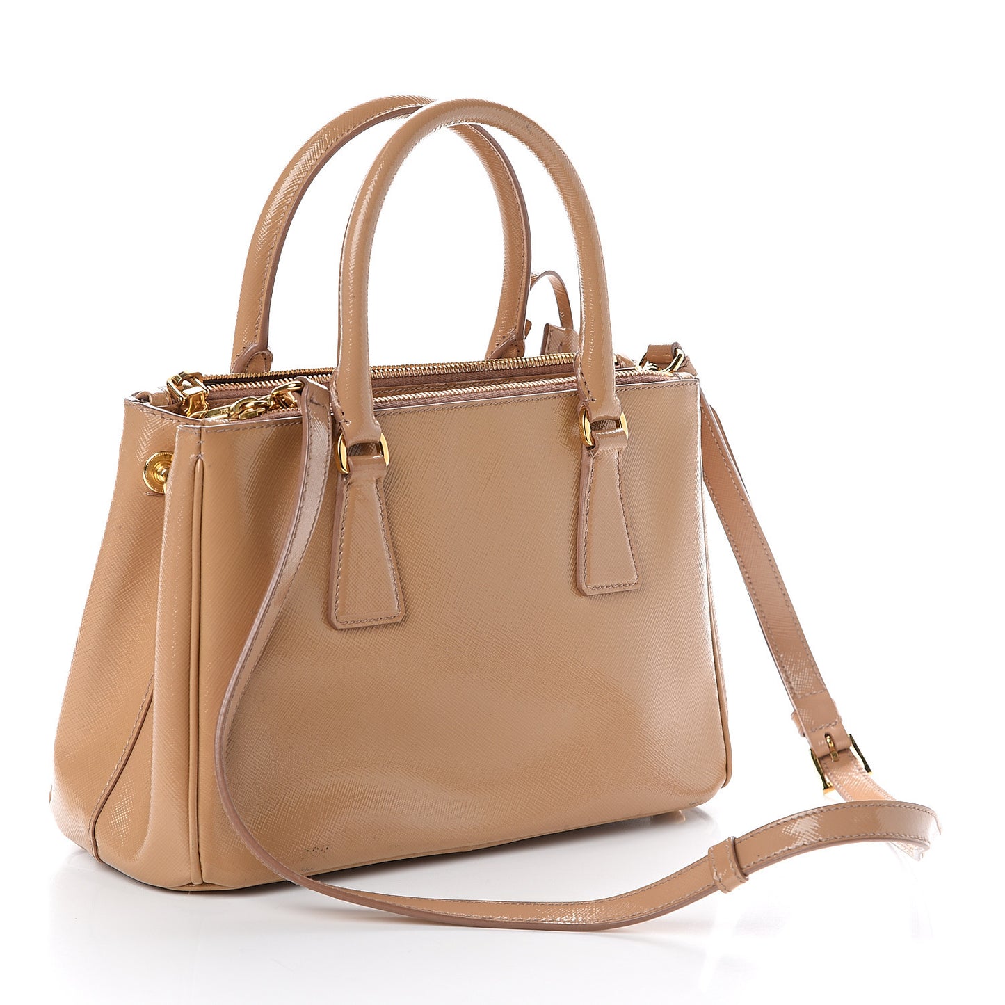 Saffiano Vernice Mini Galleria Double Zip Tote Noisette