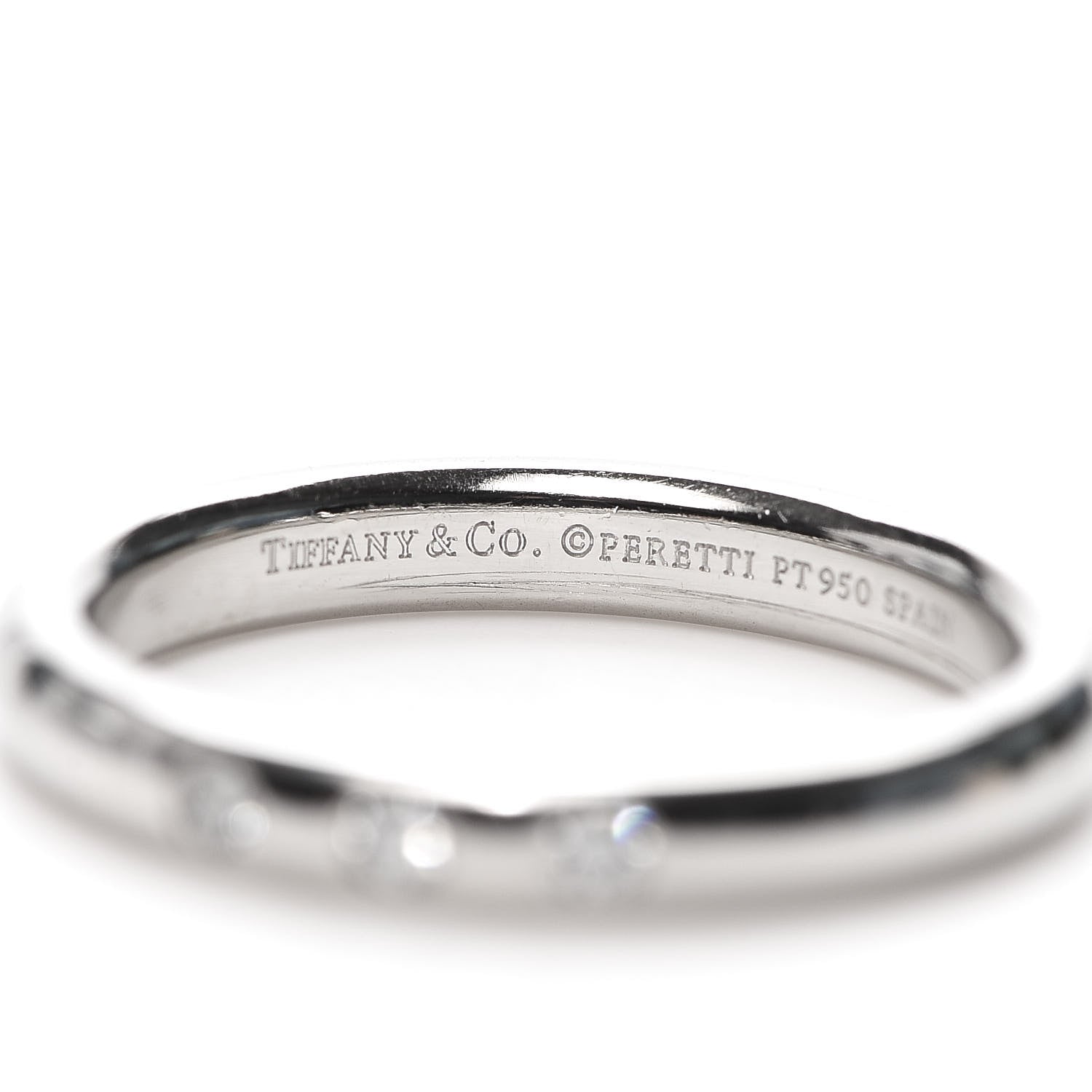 Tiffany Platinum 3 Diamond Elsa Peretti Band Ring 50 5.5 4 of 4