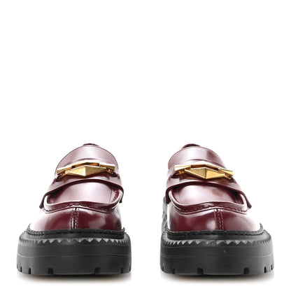Jimmy Choo Box Calfskin Marlow Loafers 39 Burgundy 3 of 8