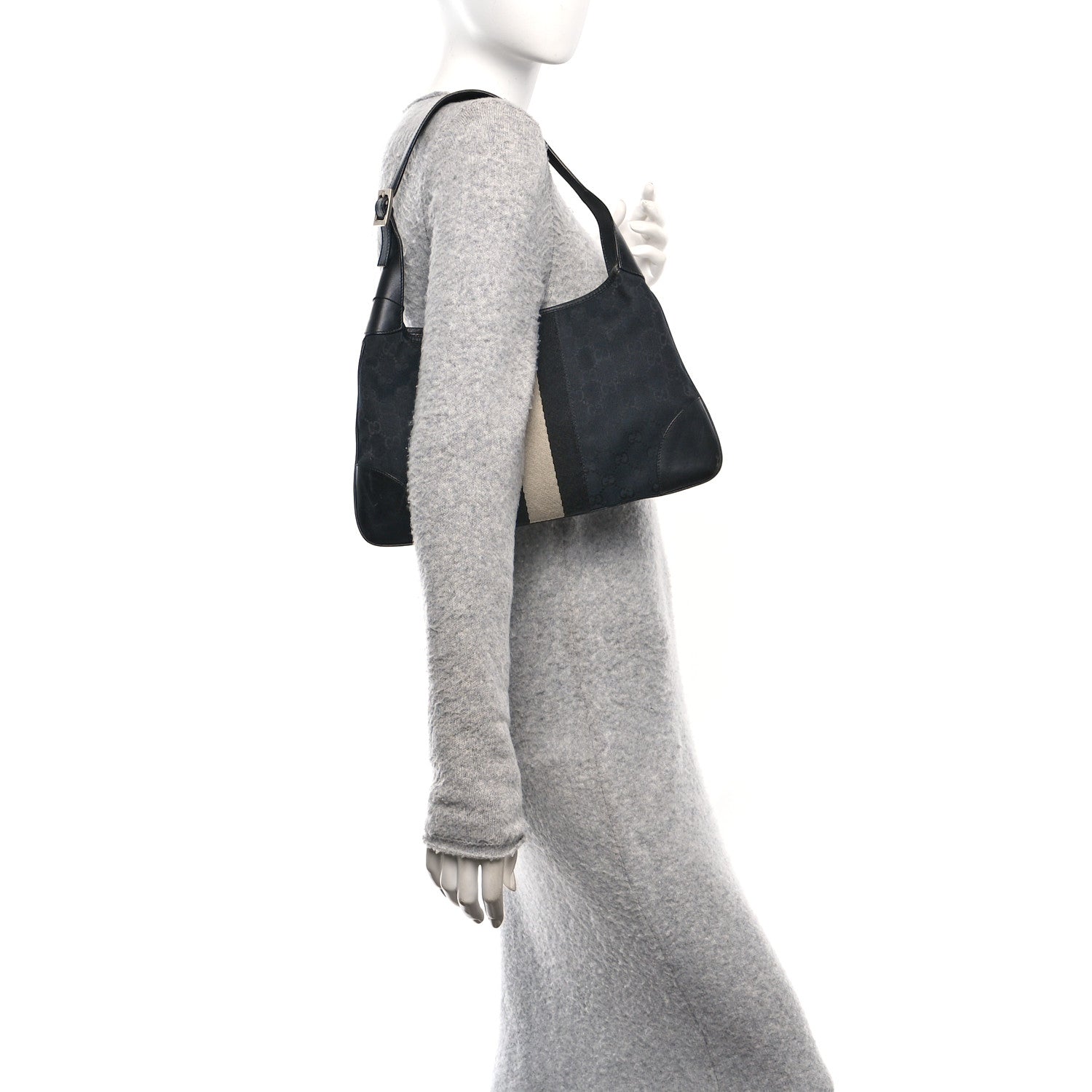 Gucci Monogram Lobster Clasp Jackie O Hobo Black 3 of 10