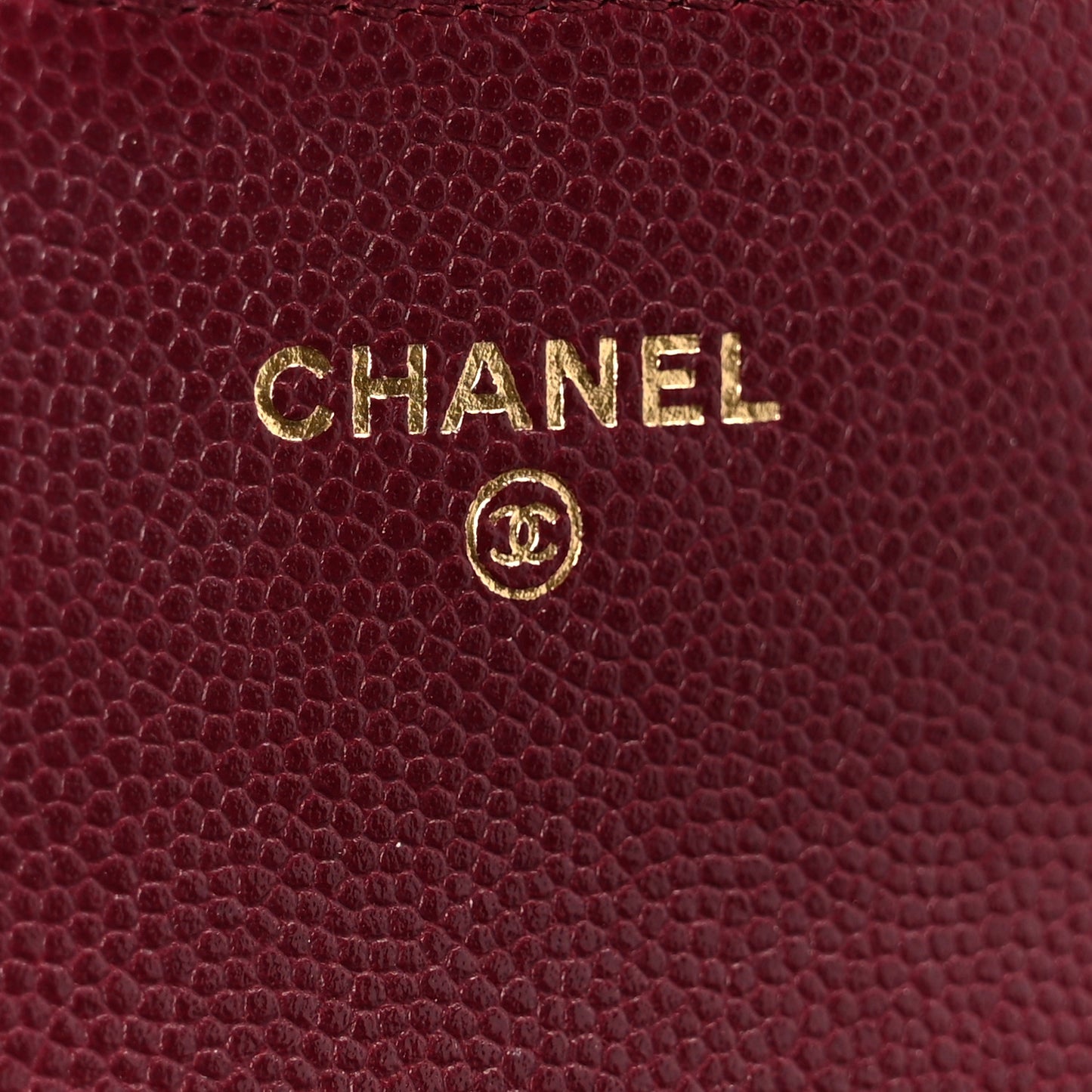 Caviar Quilted Flap Card Holder Wallet Burgundy
