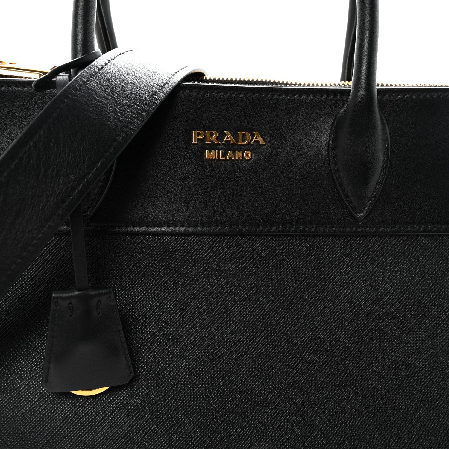 Prada Saffiano City Calfskin Paradigme Bag Black 7 of 9