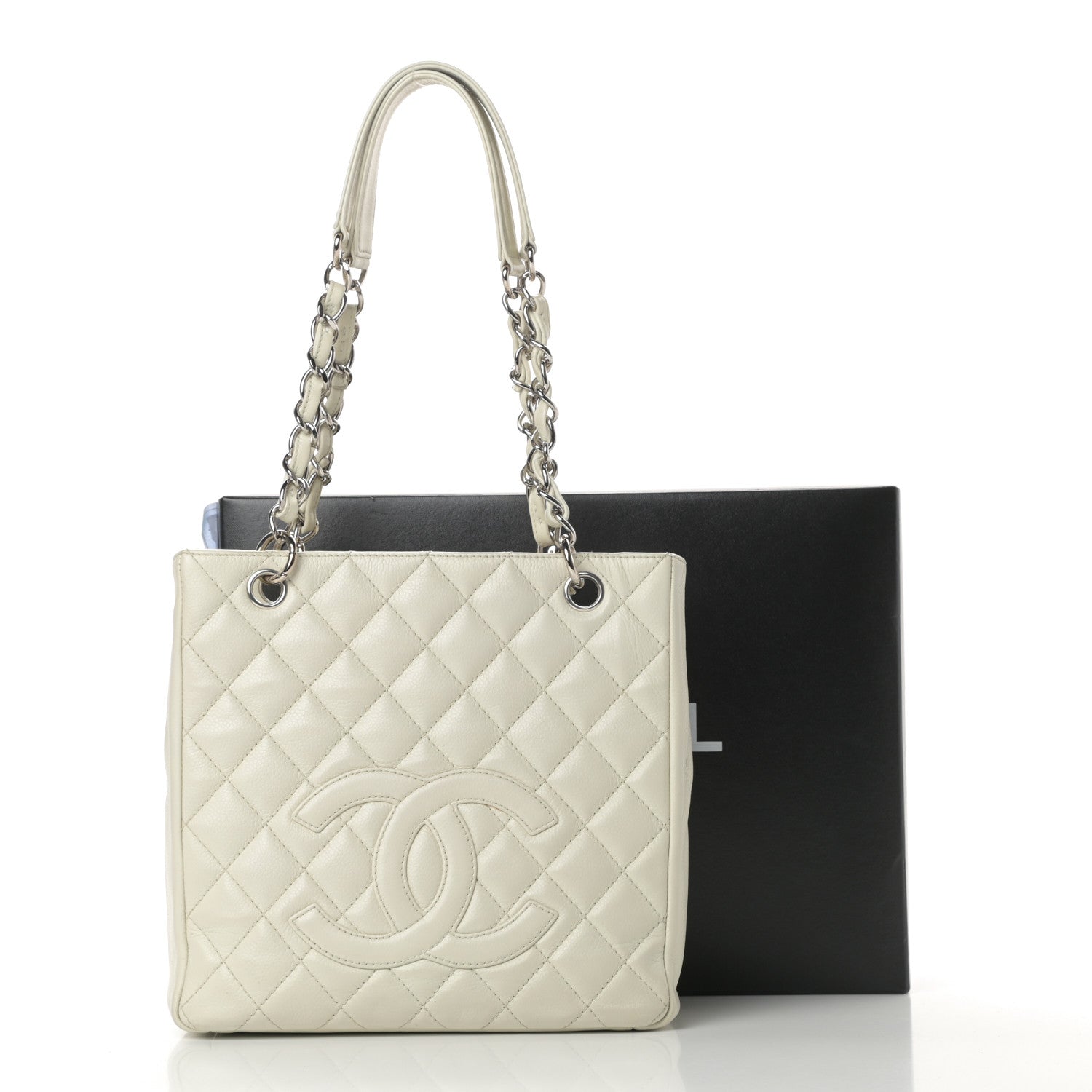 Chanel Caviar Quilted Petit Shopping Tote PST White 16 of 16