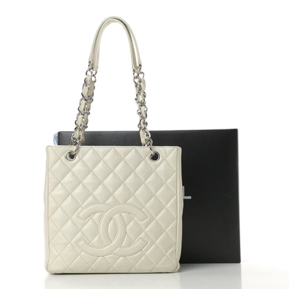 Chanel Caviar Quilted Petit Shopping Tote PST White 16 of 16